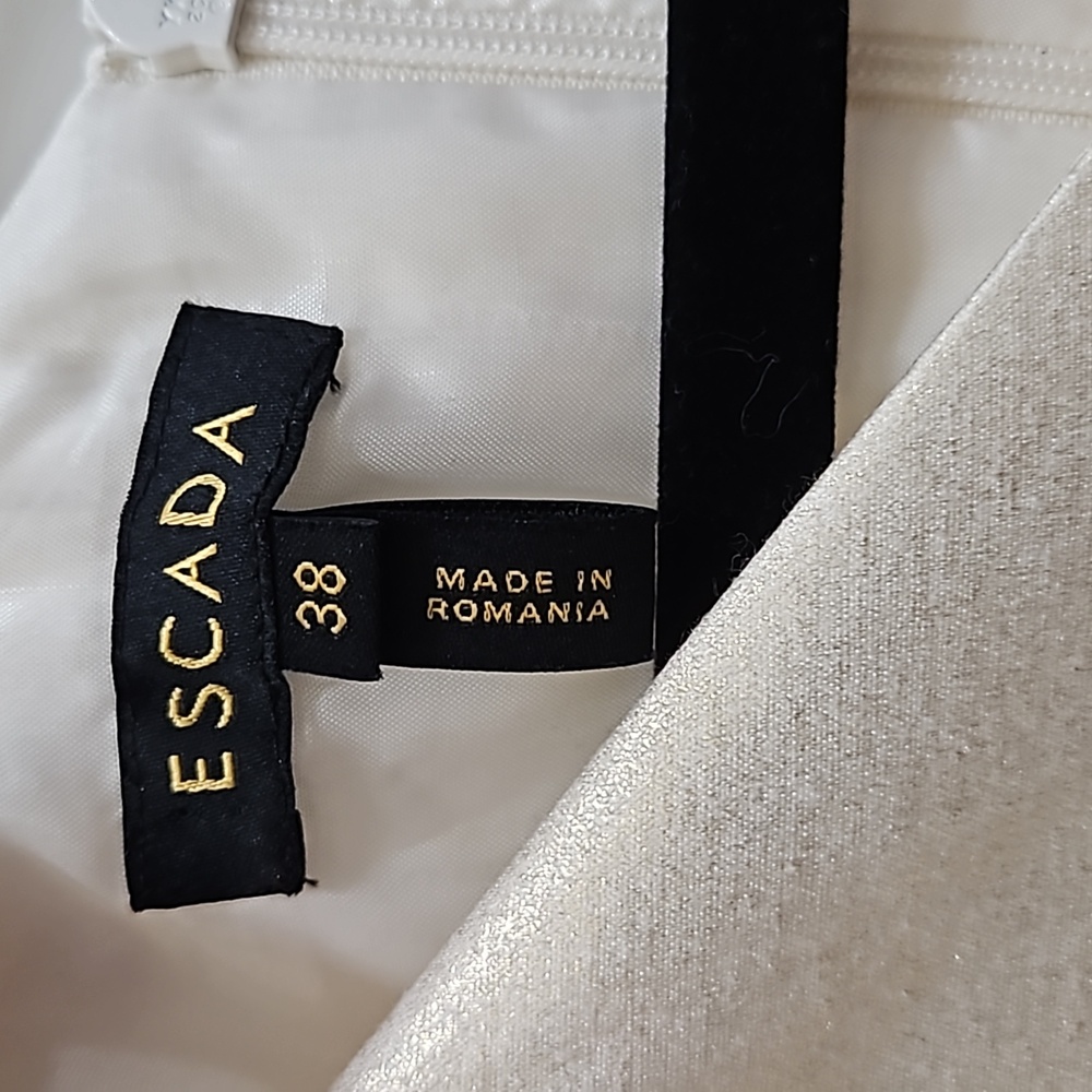 Escada Luxury Champagne Cream  Sheath dress with pockets! Silk/cotton blend - Picture 6 of 13